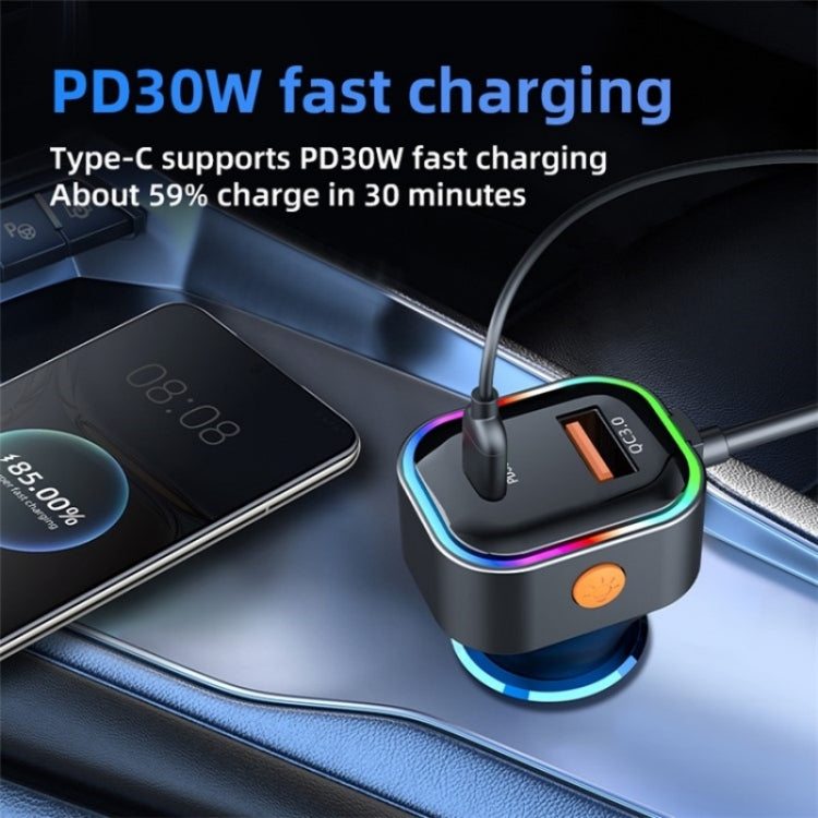 K5 3 USB Fast Charging Car Charger 66W Extension Cord Design 5 Ports Charging Adapter - Car Charger by PMC TechLife | Online Shopping South Africa | PMC TechLife | Buy Now Pay Later Mobicred