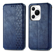 For Huawei Pura 70 Cubic Grid Pressed Magnetic Leather Phone Case(Blue)