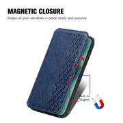 For Huawei Pura 70 Cubic Grid Pressed Magnetic Leather Phone Case(Blue)