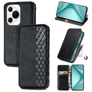 For Huawei Pura 70 Cubic Grid Pressed Magnetic Leather Phone Case(Black)