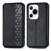 For Huawei Pura 70 Pro Cubic Grid Pressed Magnetic Leather Phone Case(Black)