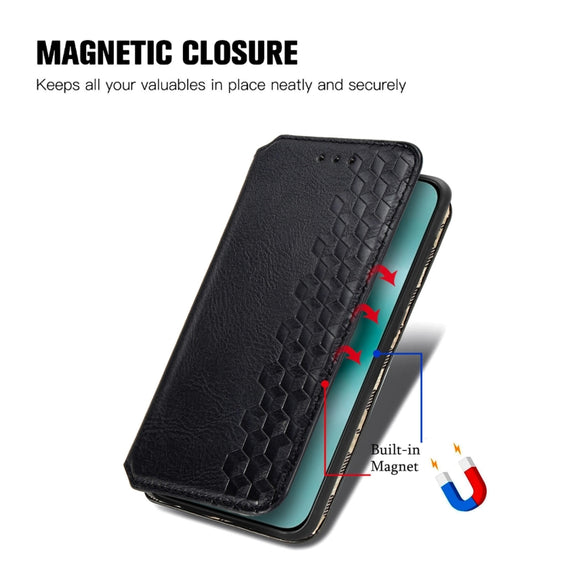 For Huawei Pura 70 Pro Cubic Grid Pressed Magnetic Leather Phone Case(Black)