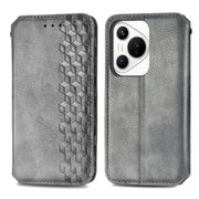 For Huawei Pura 70 Pro+ Cubic Grid Pressed Magnetic Leather Phone Case(Gray)