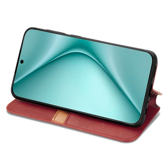 For Huawei Pura 70 Pro+ Cubic Grid Pressed Magnetic Leather Phone Case(Red)