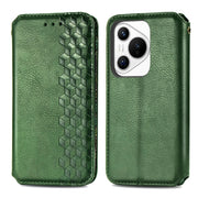 For Huawei Pura 70 Ultra Cubic Grid Pressed Magnetic Leather Phone Case(Green)