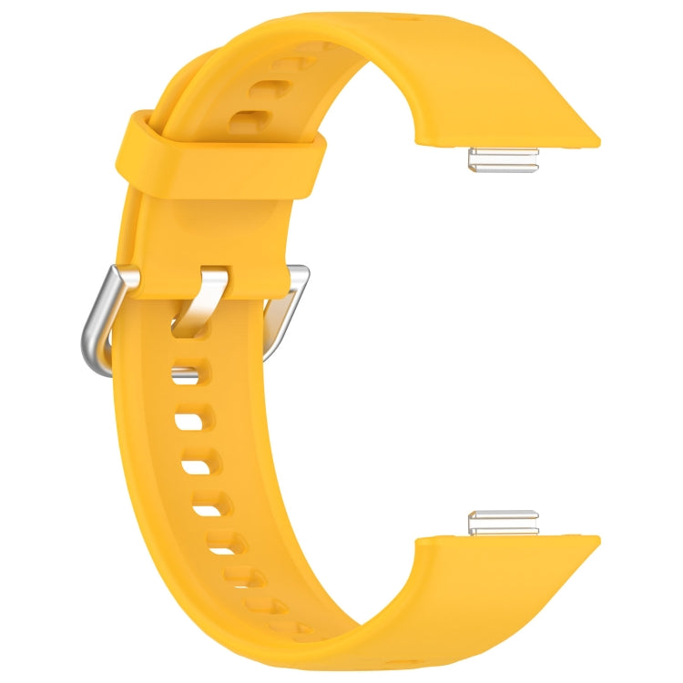 For Huawei Watch Fit3 Silicone Soft Watch Band + Clear Watch Protective Case Set(Yellow)