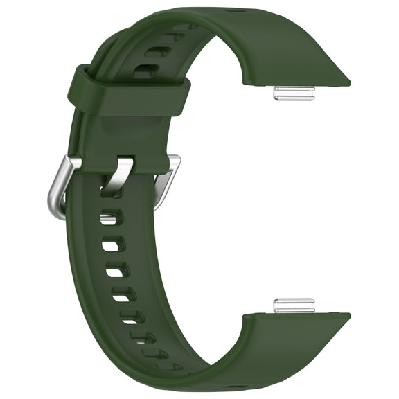 For Huawei Watch Fit3 Silicone Soft Watch Band + Clear Watch Protective Case Set(Army Green)
