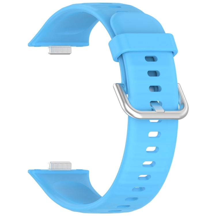 For Huawei Watch Fit3 Silicone Soft Watch Band + Clear Watch Protective Case Set(Sky Blue)