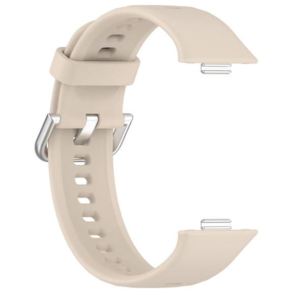 For Huawei Watch Fit3 Silicone Soft Watch Band + Clear Watch Protective Case Set(Ivory White)