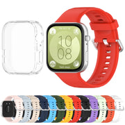 For Huawei Watch Fit3 Silicone Soft Watch Band + Clear Watch Protective Case Set(Light Blue)