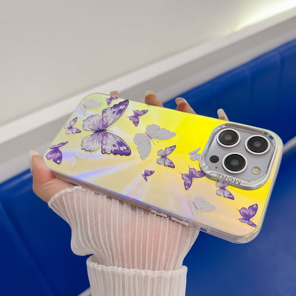 For iPhone 16 Plus Electroplating Laser Butterfly Phone Case(Color Butterflies AB1)