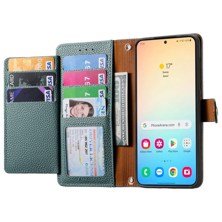 For Samsung Galaxy S25 5G Love Zipper Lanyard Leather Phone Case(Green)