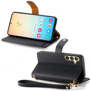 For Samsung Galaxy S25+ 5G Love Zipper Lanyard Leather Phone Case(Black)