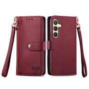 For Samsung Galaxy S25+ 5G Love Zipper Lanyard Leather Phone Case(Red)