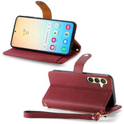 For Samsung Galaxy S25+ 5G Love Zipper Lanyard Leather Phone Case(Red)