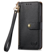 For Samsung Galaxy S25 Ultra 5G Love Zipper Lanyard Leather Phone Case(Black)