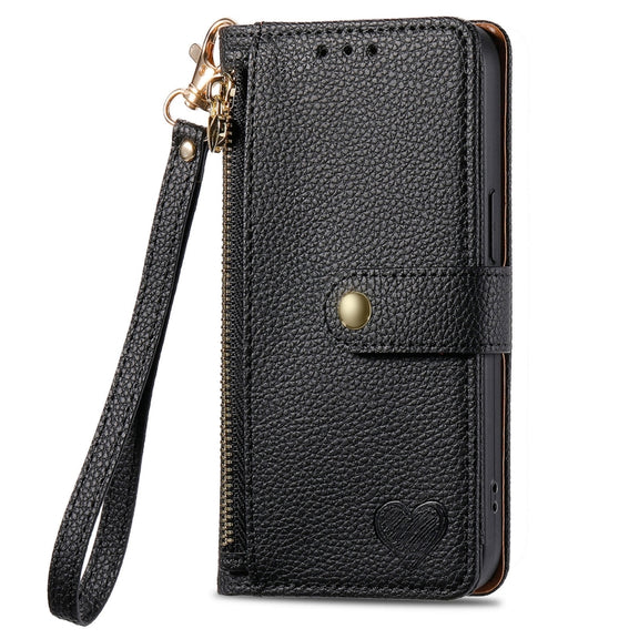 For Samsung Galaxy S25 Ultra 5G Love Zipper Lanyard Leather Phone Case(Black)