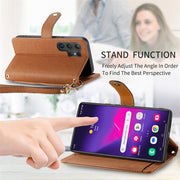 For Samsung Galaxy S25 Ultra 5G Love Zipper Lanyard Leather Phone Case(Brown)