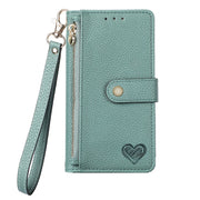 For Samsung Galaxy S25 Ultra 5G Love Zipper Lanyard Leather Phone Case(Green)