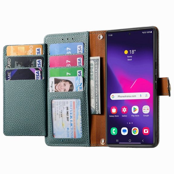 For Samsung Galaxy S25 Ultra 5G Love Zipper Lanyard Leather Phone Case(Green)
