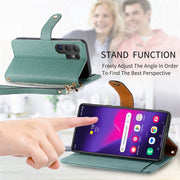 For Samsung Galaxy S25 Ultra 5G Love Zipper Lanyard Leather Phone Case(Green)