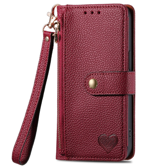 For Samsung Galaxy S25 Ultra 5G Love Zipper Lanyard Leather Phone Case(Red)