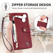 For Samsung Galaxy S25 Ultra 5G Love Zipper Lanyard Leather Phone Case(Pink)