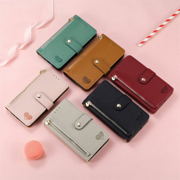 For Samsung Galaxy S25 Ultra 5G Love Zipper Lanyard Leather Phone Case(Green)