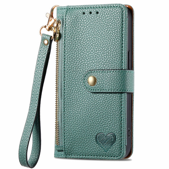 For Huawei Pura 70 Love Zipper Lanyard Leather Phone Case(Green)