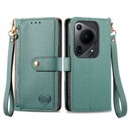 For Huawei Pura 70 Ultra Love Zipper Lanyard Leather Phone Case(Green)