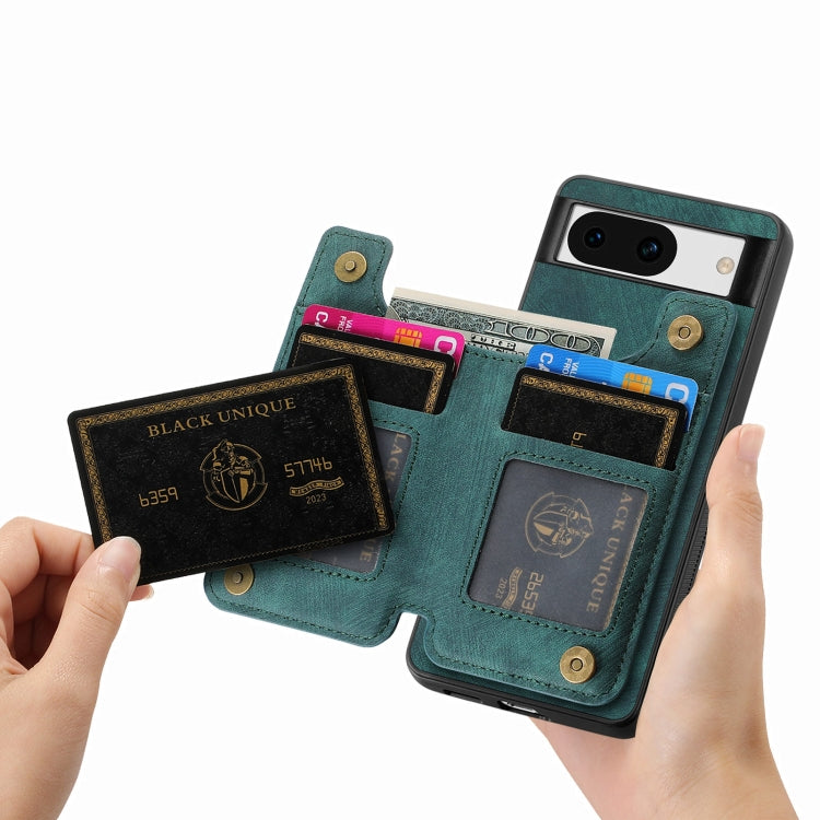 For Google Pixel 9 / 9 Pro Retro Leather Zipper Wallet Back Phone Case(Green) - Google Cases by PMC TechLife | Online Shopping South Africa | PMC TechLife | Buy Now Pay Later Mobicred