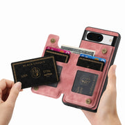 For Google Pixel 9 Pro XL Retro Leather Zipper Wallet Back Phone Case(Pink)