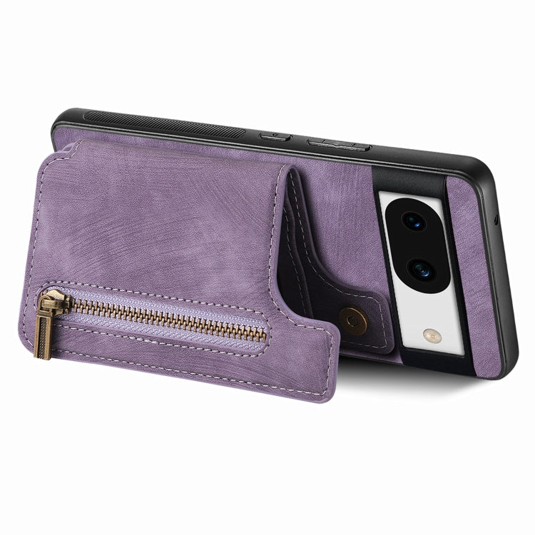 For Google Pixel 9 Pro XL Retro Leather Zipper Wallet Back Phone Case(Purple) - Google Cases by PMC TechLife | Online Shopping South Africa | PMC TechLife | Buy Now Pay Later Mobicred