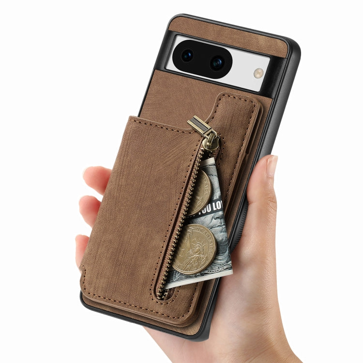 For Google Pixel 9 Pro XL Retro Leather Zipper Wallet Back Phone Case(Brown) - Google Cases by PMC TechLife | Online Shopping South Africa | PMC TechLife | Buy Now Pay Later Mobicred