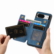 For Google Pixel 9 Pro XL Retro Leather Zipper Wallet Back Phone Case(Blue)