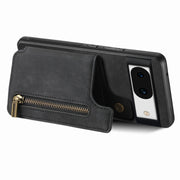 For Google Pixel 9 Pro XL Retro Leather Zipper Wallet Back Phone Case(Black)