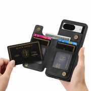 For Google Pixel 9 Pro XL Retro Leather Zipper Wallet Back Phone Case(Black)