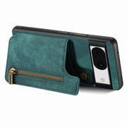 For Google Pixel 9 Pro XL Retro Leather Zipper Wallet Back Phone Case(Green)