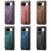For Google Pixel 9 Pro XL Retro Leather Zipper Wallet Back Phone Case(Black)