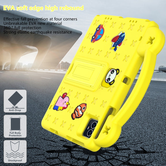 For Teclast M50 HD 10.1 / M50 Pro 10.1 2023 Handle Kickstand Children EVA Shockproof Tablet Case(Yellow)