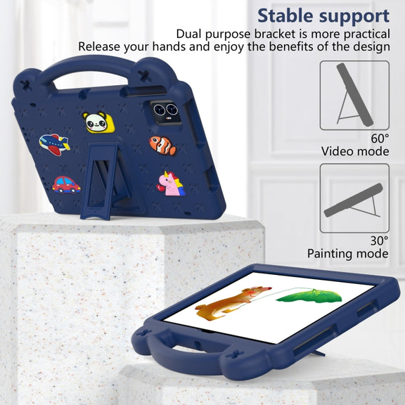 For Teclast M50 HD 10.1 / M50 Pro 10.1 2023 Handle Kickstand Children EVA Shockproof Tablet Case(Navy Blue)