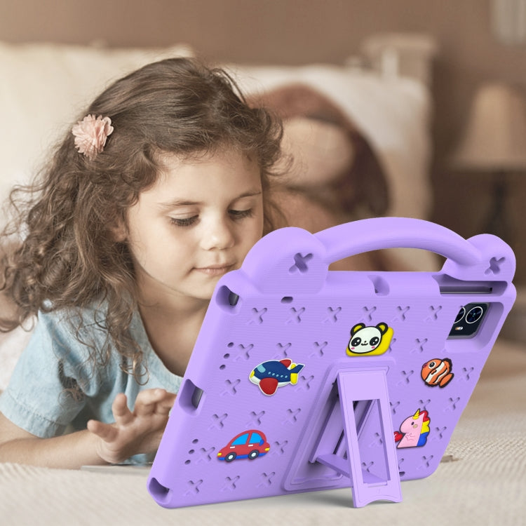 For Walmart ONN 10.1 Gen4 2024 Handle Kickstand Children EVA Shockproof Tablet Case(Light Purple)