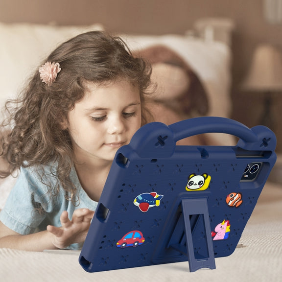 For Walmart ONN 10.1 Gen4 2024 Handle Kickstand Children EVA Shockproof Tablet Case(Navy Blue)