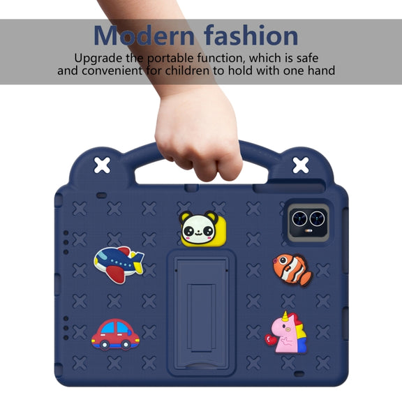 For Walmart ONN 10.1 Gen4 2024 Handle Kickstand Children EVA Shockproof Tablet Case(Navy Blue)
