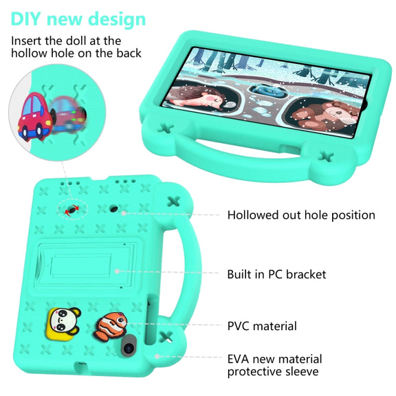 For Walmart Onn 7.0 Gen4 2024 Handle Kickstand Children EVA Shockproof Tablet Case(Mint Green)