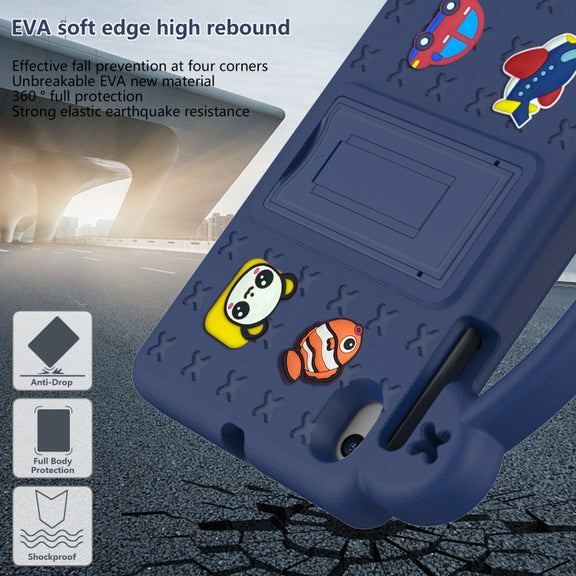 For Walmart Onn 7.0 Gen4 2024 Handle Kickstand Children EVA Shockproof Tablet Case(Navy Blue)