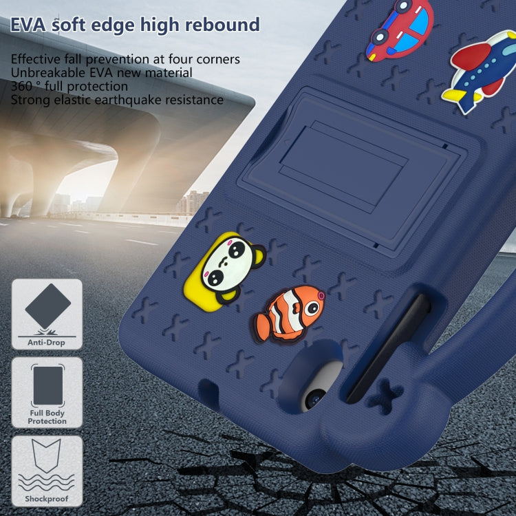 For Walmart Onn 7.0 Gen4 2024 Handle Kickstand Children EVA Shockproof Tablet Case(Navy Blue)