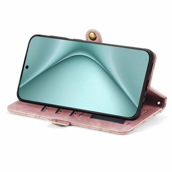 For Huawei Pura 70 Geometric Zipper Wallet Side Buckle Leather Phone Case(Pink)