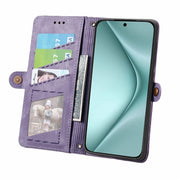 For Huawei Pura 70 Geometric Zipper Wallet Side Buckle Leather Phone Case(Purple)