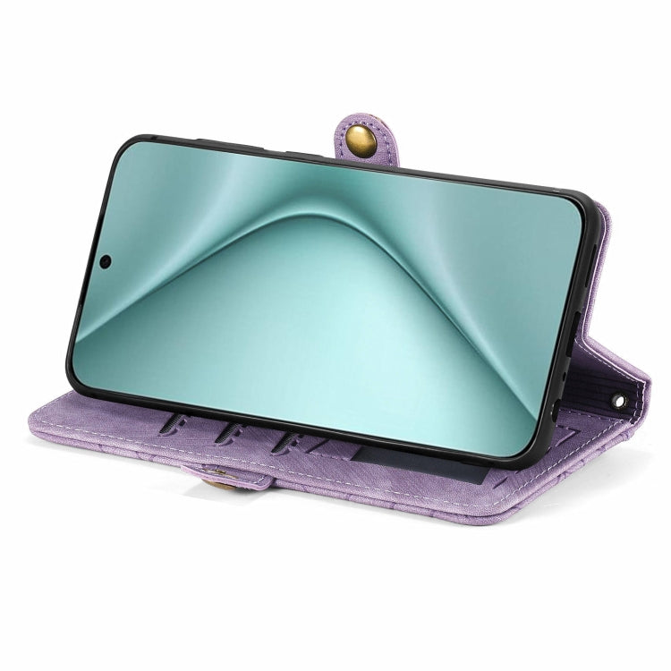 For Huawei Pura 70 Geometric Zipper Wallet Side Buckle Leather Phone Case(Purple)
